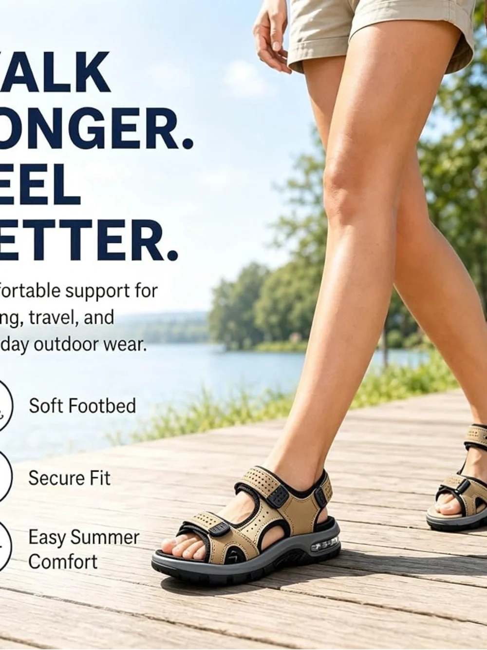 Women’s Beige Adjustable Strap Sandals - Casual Comfort
